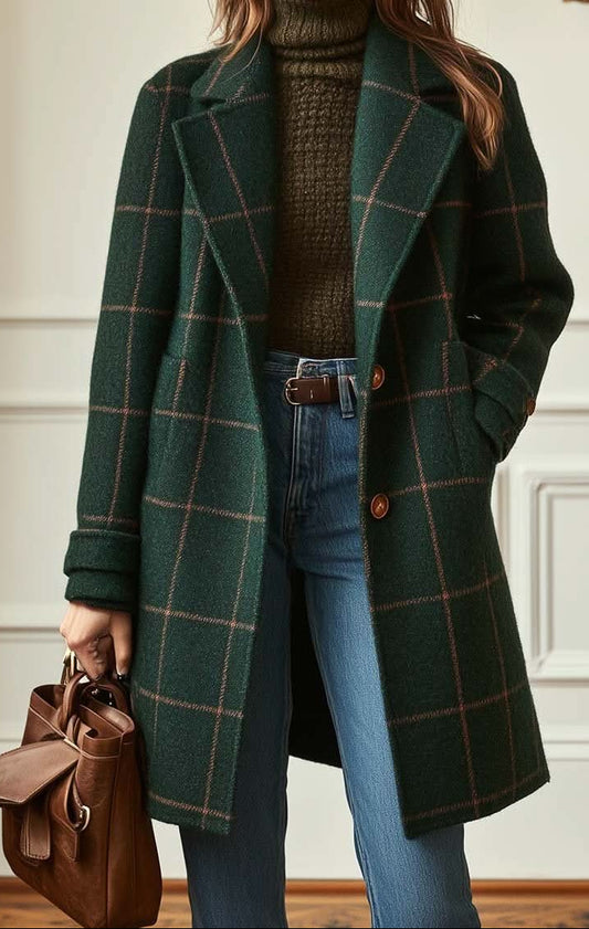 Coralia | Klasický elegantní kostkovaný kabát