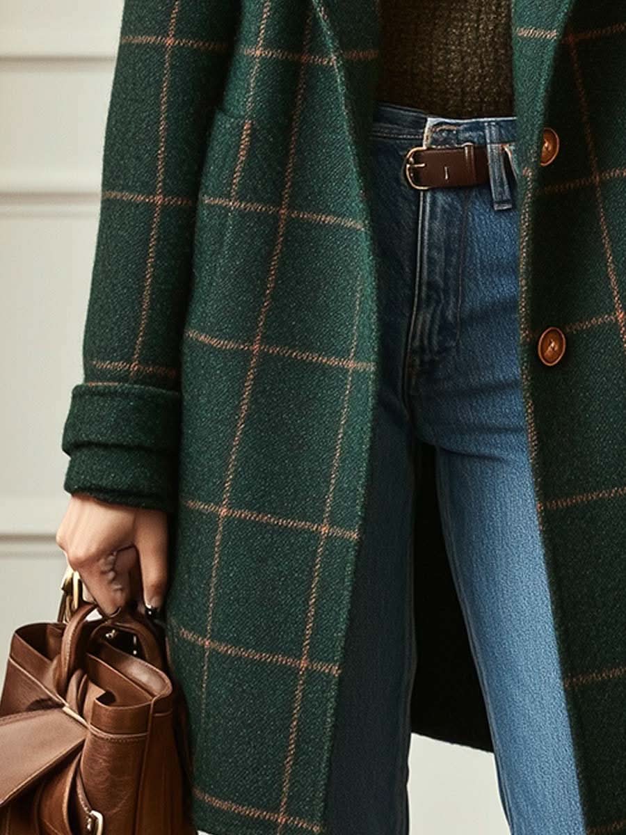 Coralia | Klasický elegantní kostkovaný kabát
