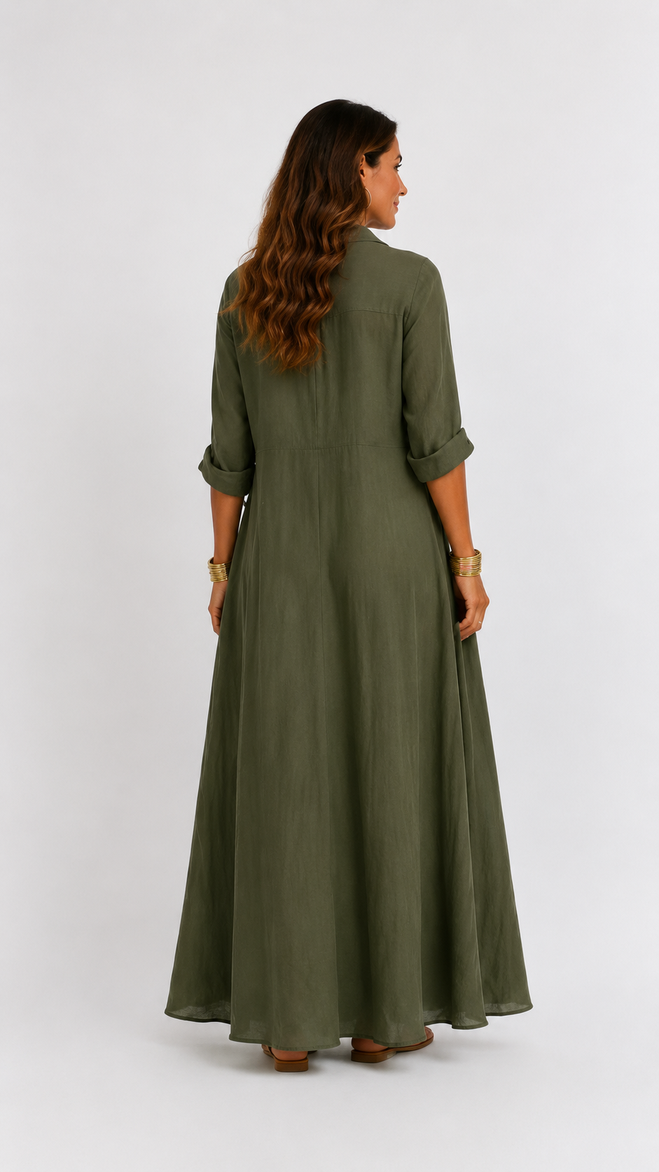 Céline | Volné černé maxi šaty s knoflíky