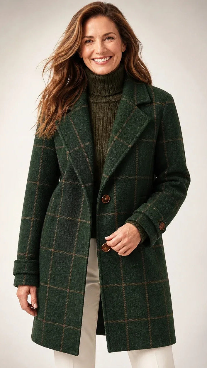 Coralia | Klasický elegantní kostkovaný kabát