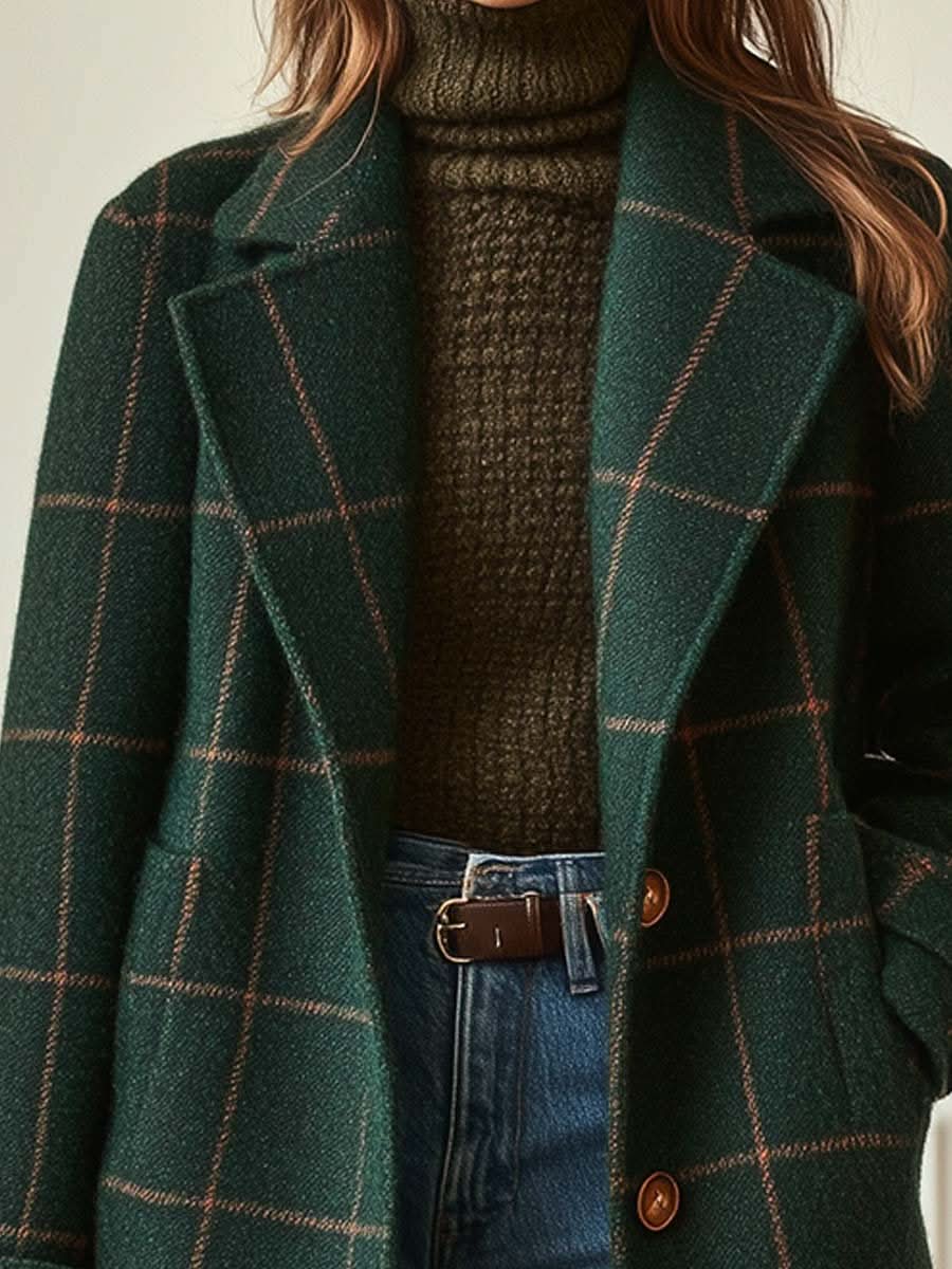 Coralia | Klasický elegantní kostkovaný kabát