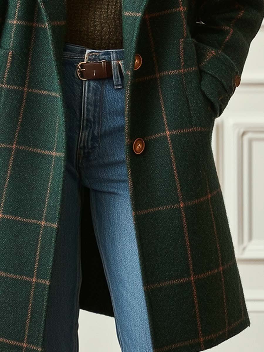 Coralia | Klasický elegantní kostkovaný kabát